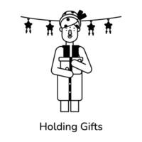 Trendy Holding Gifts vector