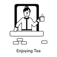 Trendy Enjoying Tea vector