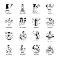 Modern Glyph Icons Depicting Female Characters vector