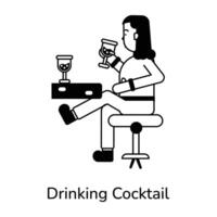 Trendy Drinking Cocktail vector