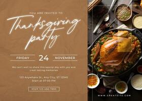 Brown Minimalist Thanksgiving Invitation Card template