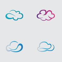 collection of simple cloud logos and symbols isolated on gray background vector