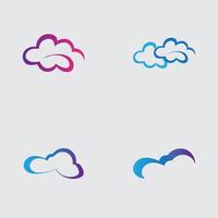 collection of simple cloud logos and symbols isolated on gray background vector