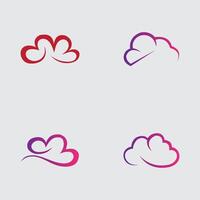 collection of simple cloud logos and symbols isolated on gray background vector