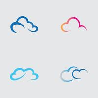 collection of simple cloud logos and symbols isolated on gray background vector