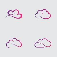 collection of simple cloud logos and symbols isolated on gray background vector