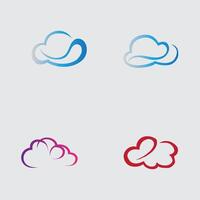 collection of simple cloud logos and symbols isolated on gray background vector