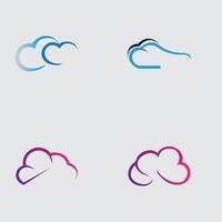 collection of simple cloud logos and symbols isolated on gray background vector