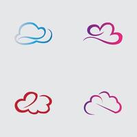 collection of simple cloud logos and symbols isolated on gray background vector