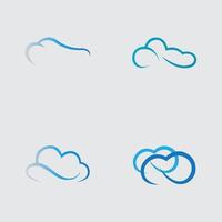 collection of simple cloud logos and symbols isolated on gray background vector