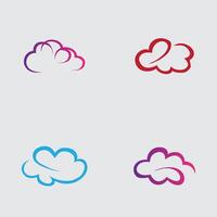 collection of simple cloud logos and symbols isolated on gray background vector