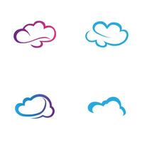 collection of simple cloud logos and symbols isolated on gray background vector