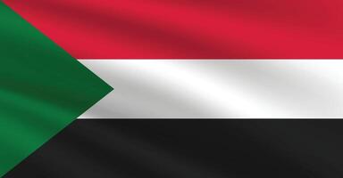 National Flag of Sudan. Sudan Flag. Waving Sudan flag. vector