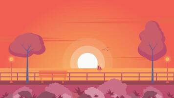 panorama sunset illustration , background summer time, simple illustration vector