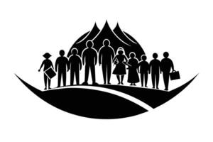 World Refugee Day Illustration Silhouetted vector