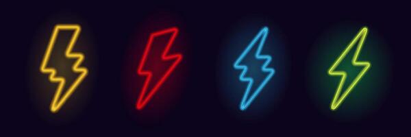 Neon Creative Logo Power Bolt and Energy Flash vector