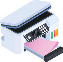 Isometric Printer Printing a Document vector