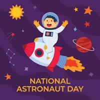 Riding Space Rocket On Astronaut Day vector