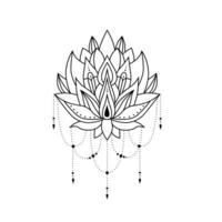 negro loto flor, floreciente loto, celestial y magia Luna. loto logo vector