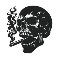Smoking cowboy skull silhouette for print design vector
