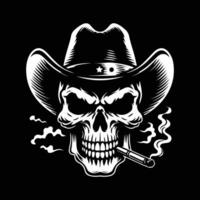 Smoking cowboy skull silhouette for print design vector