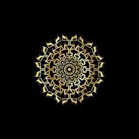 Mandala. Gold decorative element. Picture for coloring. Abstract circular ornament with stylized leaves vector