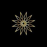 Mandala. Gold decorative element. Picture for coloring. Abstract circular ornament with stylized leaves vector