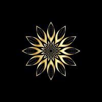 Mandala. Gold decorative element. Picture for coloring. Abstract circular ornament with stylized leaves vector