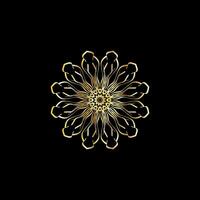 Mandala. Gold decorative element. Picture for coloring. Abstract circular ornament with stylized leaves vector