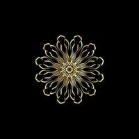 Mandala. Gold decorative element. Picture for coloring. Abstract circular ornament with stylized leaves vector