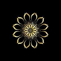Mandala. Gold decorative element. Picture for coloring. Abstract circular ornament with stylized leaves vector