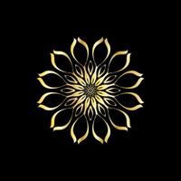 Mandala. Gold decorative element. Picture for coloring. Abstract circular ornament with stylized leaves vector