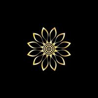 Mandala. Gold decorative element. Picture for coloring. Abstract circular ornament with stylized leaves vector