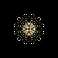 Mandala. Gold decorative element. Picture for coloring. Abstract circular ornament with stylized leaves vector
