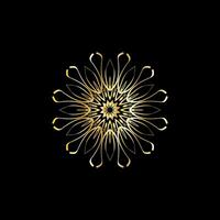 Mandala. Gold decorative element. Picture for coloring. Abstract circular ornament with stylized leaves vector