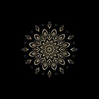 Mandala. Gold decorative element. Picture for coloring. Abstract circular ornament with stylized leaves vector