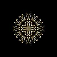 Mandala. Gold decorative element. Picture for coloring. Abstract circular ornament with stylized leaves vector