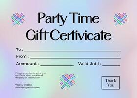 Gift Certificate Party template