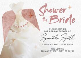 Rosegold and White Theme Bridal Shower Invitation template