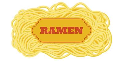 Asian noodle ramen label. Abstract pattern of Italian spaghetti pasta, macaroni. Asian food. vector