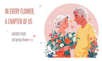 Happy old couple flat illustration vector