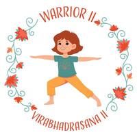 Girl doing yoga Warrior 2 pose vector