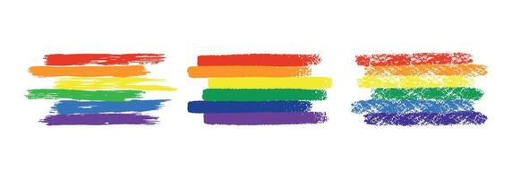 conjunto de grunge arco iris orgullo lgbt banderas diferente bandera texturas mano dibujado con un tinta, lápiz de color y tiza.ilustracion aislado en blanco antecedentes. vector