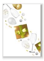 Celebration event design with realistic golden gift box vector