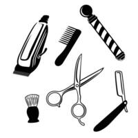 conjunto de Barbero equipo diseño. barbería herramientas firmar y símbolo. vector