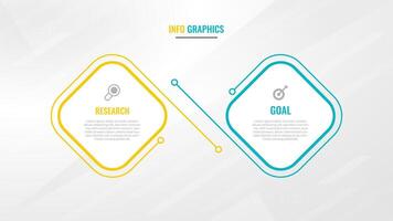 dos paso infografía etiqueta diseño modelo con línea iconos proceso pasos diagrama, presentaciones, flujo de trabajo disposición, bandera, fluir cuadro, informacion grafico ilustración. vector