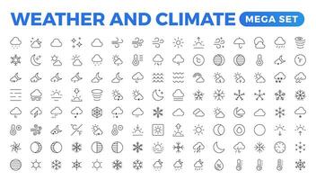 clima iconos pronóstico icono colocar. nubes logo. , nubes, soleado día, Luna. ilustración. clima íconos para el web. pronóstico clima plano simbolos pictograma colocar. vector