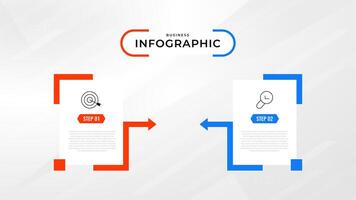 dos paso infografía etiqueta diseño modelo con línea iconos proceso pasos diagrama, presentaciones, flujo de trabajo disposición, bandera, fluir cuadro, informacion grafico ilustración. vector