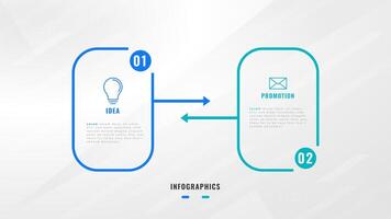 dos paso infografía etiqueta diseño modelo con línea iconos proceso pasos diagrama, presentaciones, flujo de trabajo disposición, bandera, fluir cuadro, informacion grafico ilustración. vector