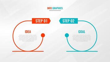 dos paso infografía etiqueta diseño modelo con línea iconos proceso pasos diagrama, presentaciones, flujo de trabajo disposición, bandera, fluir cuadro, informacion grafico ilustración. vector